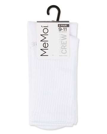 MeMoi Women's 2 Pair Pack Thin Ribbed Crew Socks