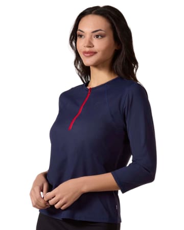 Pre Order! Half Zip Ladies 3/4 Sleeve Swim Shirt
