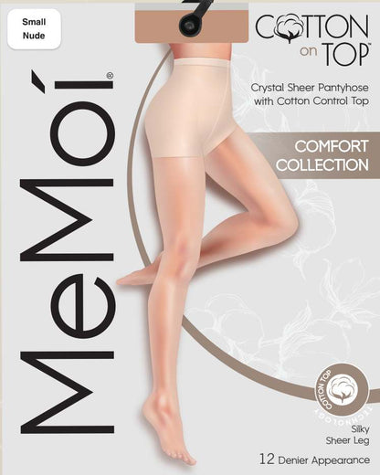 MeMoi Women's Crystal Sheer 12 Denier Cotton On Top Pantyhose mct-360