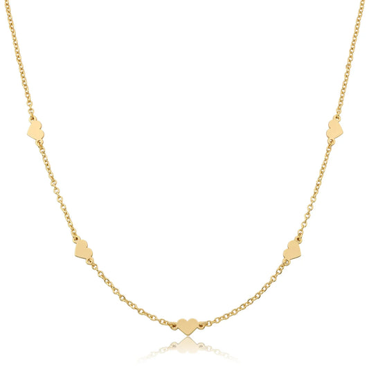 14K Gold Plated Heart Station Necklace