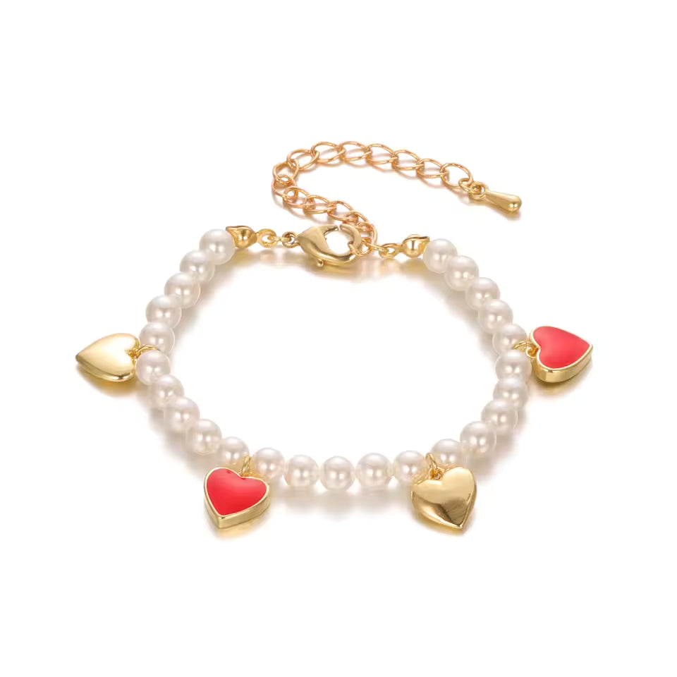 Pearl Heart Dangle Bracelet