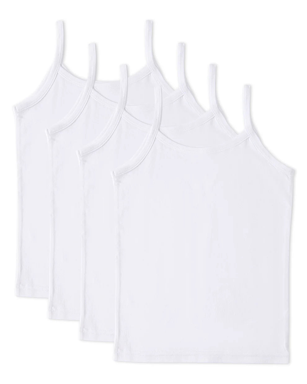 4 Pack Girls Cotton Rich Solid White Camis