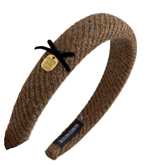 Knitted Headband with Black Bow