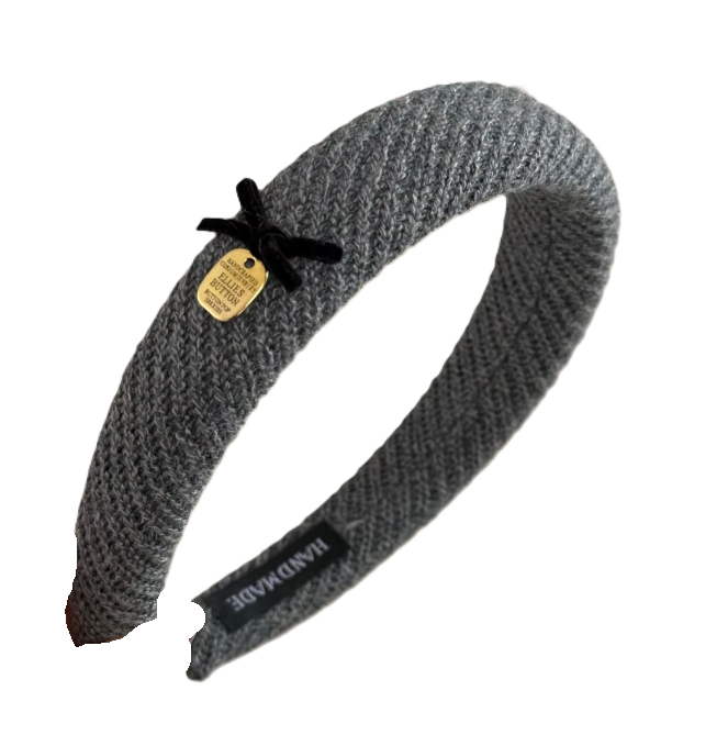 Knitted Headband with Black Bow