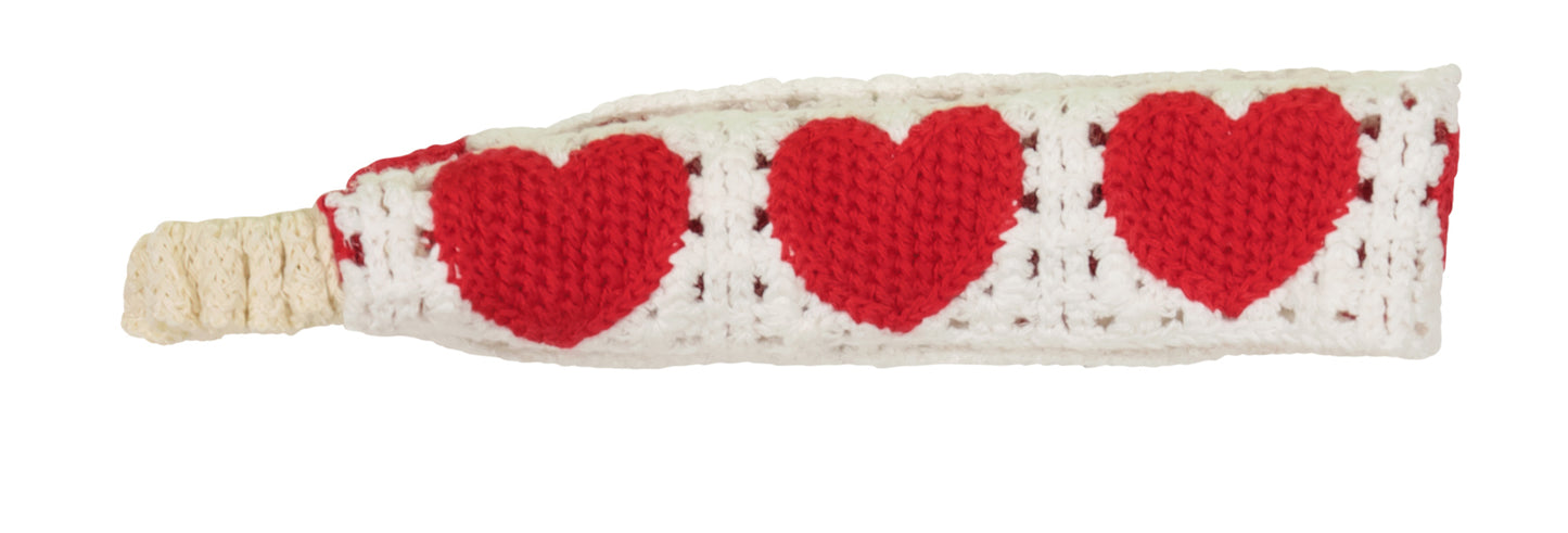 Dacee Red Crochet Hearts Toddler Headwrap