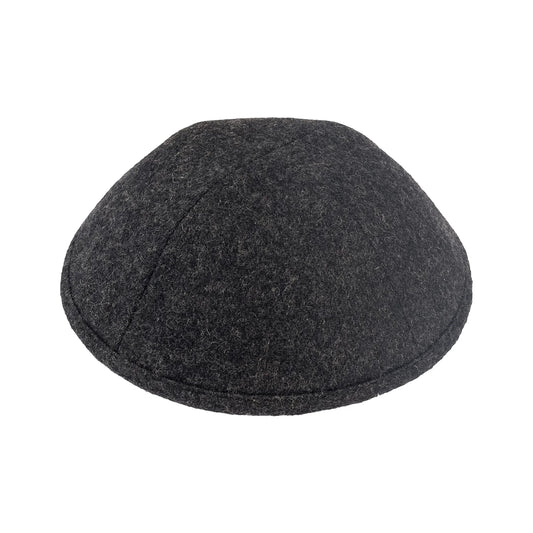 IKIPPAH SOLID WOOL YARMULKE Dark Gray Wool
