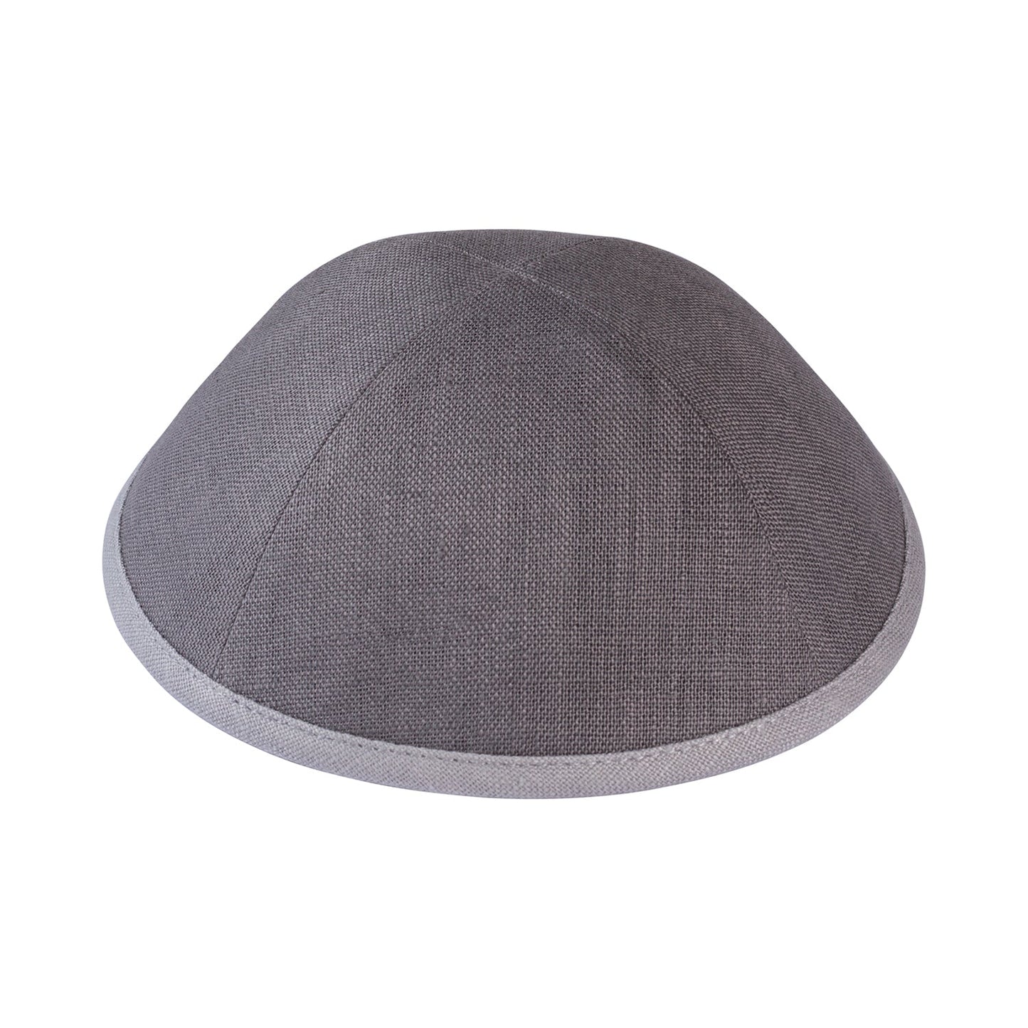 IKIPPAH GRAY LINEN W/ LIGHT GRAY RIM YARMULKE 4 Panel